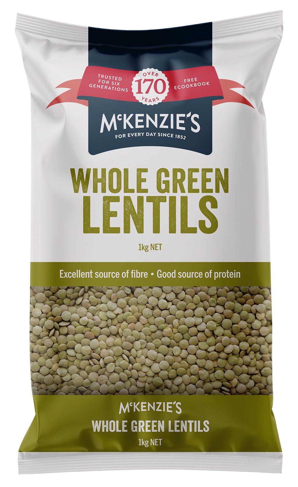 Whole Green Lentils 1kg Mckenzies Foods